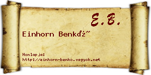 Einhorn Benkő névjegykártya
